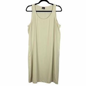 Eileen Fisher Neutral Minimalist Silk Sleeveless Dress Medium Cream TINY FLAW